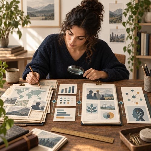 A researcher checking layered occupational evidence step by step